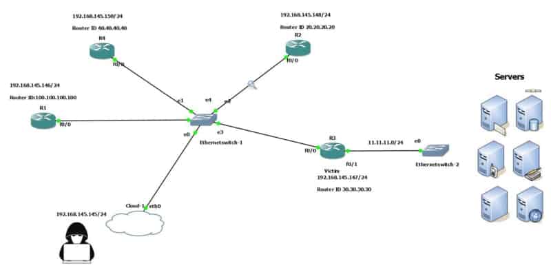 Monitoring OSPF Routing Protocols Diagram