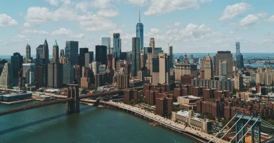 Landscape photo of New York City and Brooklyn Bridge