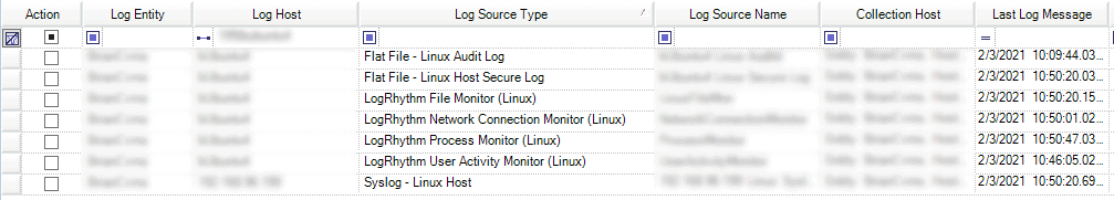 Verifying logs in Log Sources tab