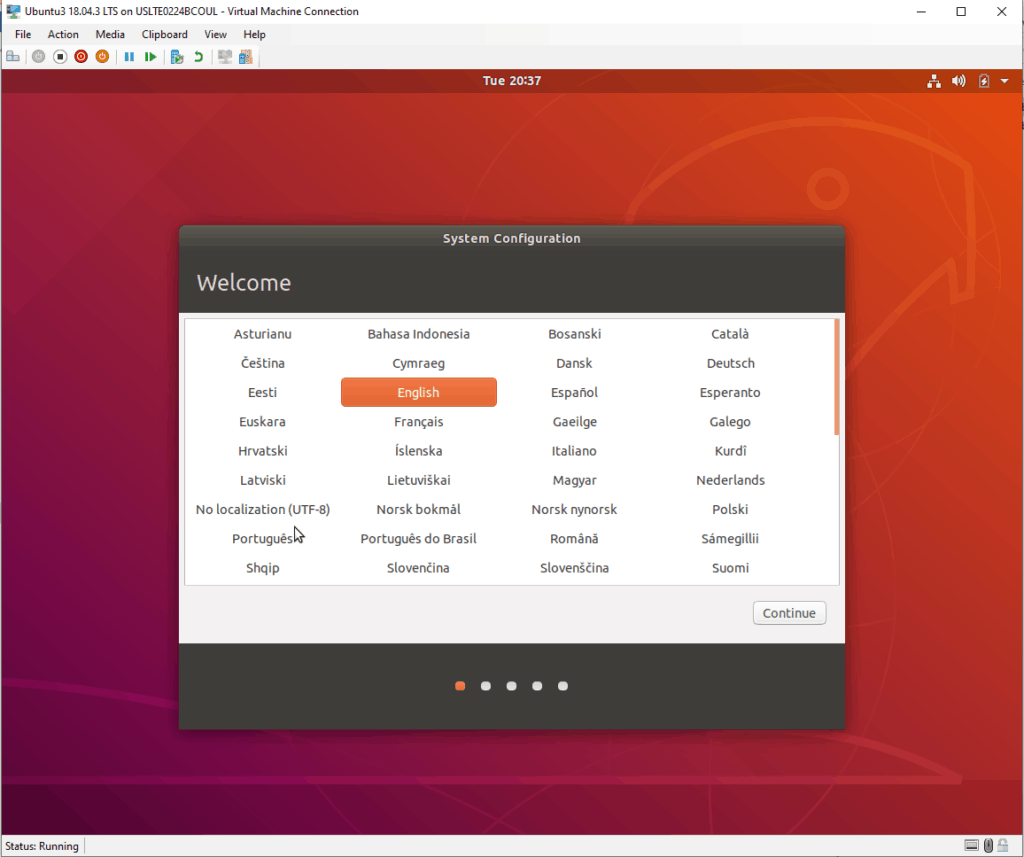 Ubuntu first time boot configuration screens