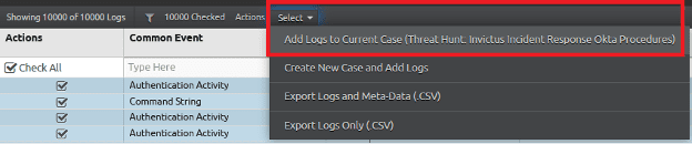 Add logs to the current case.