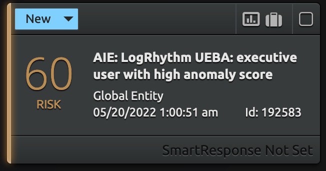 AI Engine Logrhythm UEBA anomaly score