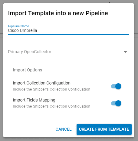 Customize the name of the new Pipeline and select which parts of the Pipeline Template to import