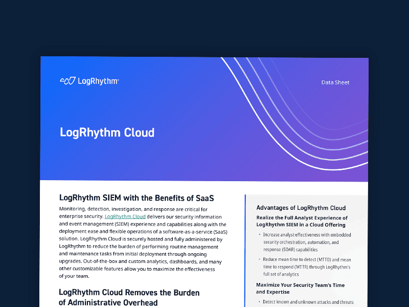 LogRhythm Cloud Data Sheet Cover