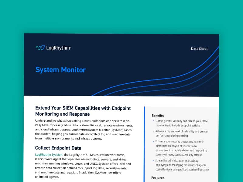 LogRhythm SysMon System Monitor Data Sheet Cover
